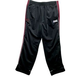 NBA Elevation Track Pants Mens XL Black Red Athletic Drawstring Embroidere Logo